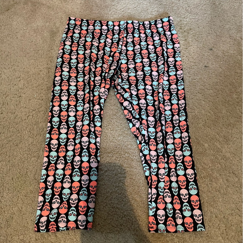 No Boundaries Skull Print Leggings - Pink, Blue, Black